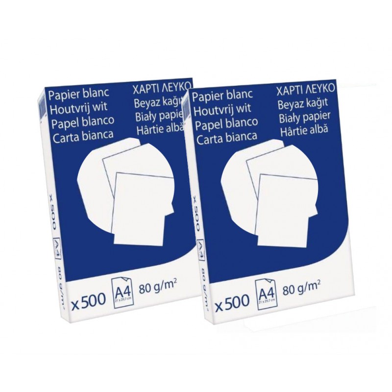 Pack 1000 Folios Papel A4 80gr Blanco. Valido para todas las impresoras y fotocopiadoras.