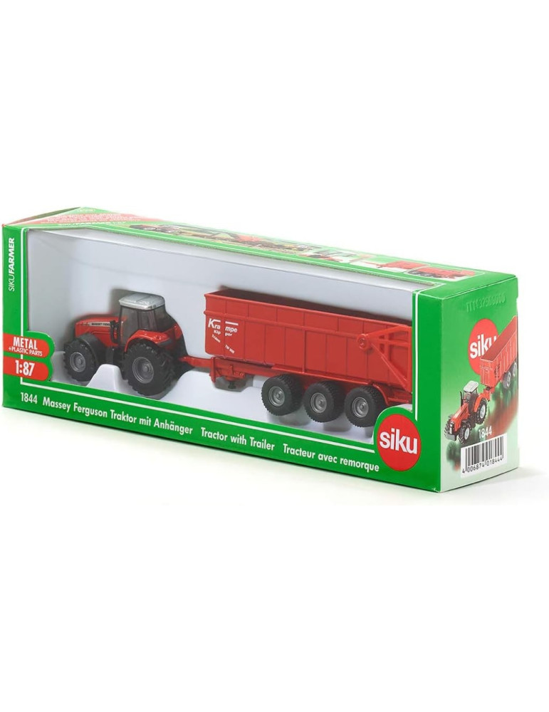 Siku 1844. 1/87 Tractor Massey Ferguson con remolque