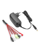 Cargador universal 220v. Salida 2,4-12v 1000 Mah. Carga baterias Nicd y Nimh. 6 conectores de salida