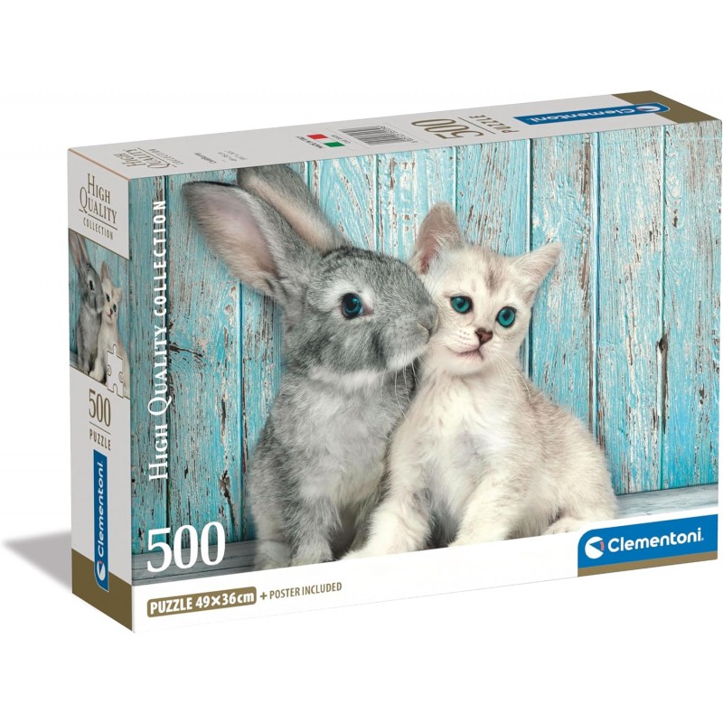 Clementoni 35539. Puzzle 500 Piezas. Gato y Conejo