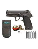 Pistola Perdigón Gamo PT-80 4,5mm. + Funda portabombonas + balines + bombonas co2.