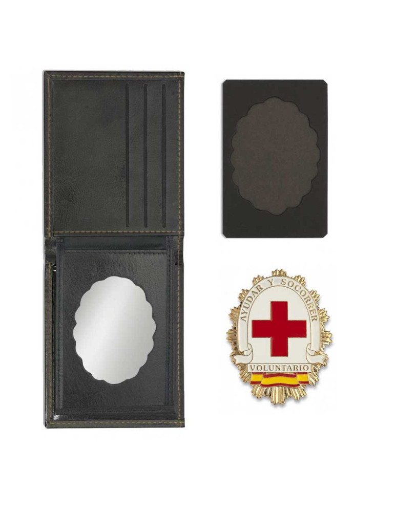 Cartera identificacion con Placa Voluntario Sanitario. 3 Compartimentos y Esquinas reforzadas