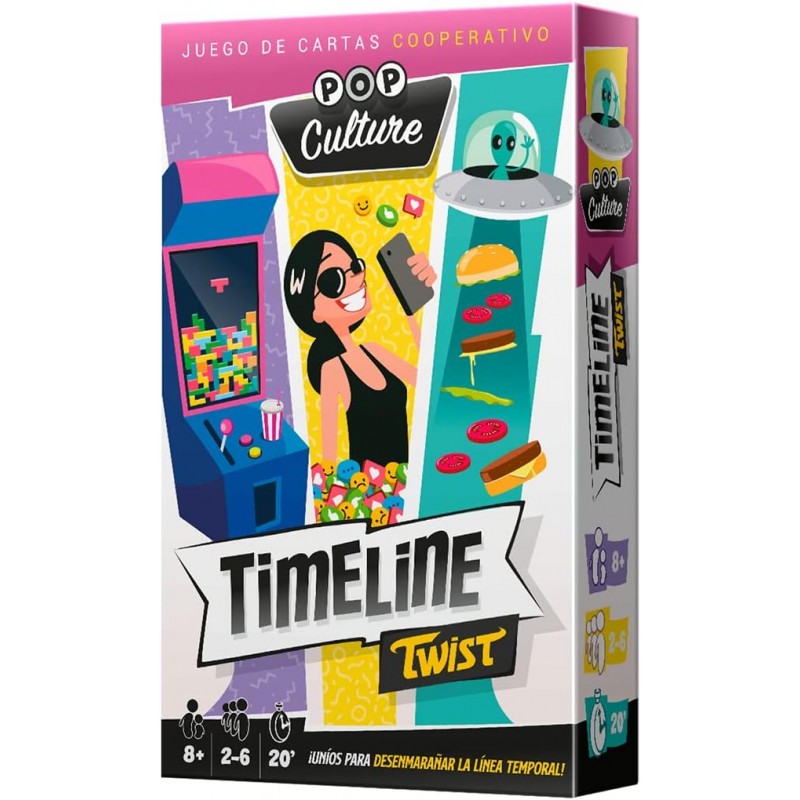 Asmodee TIME02B. Juego de Mesa. Timeline Twist Pop Culture. 2-6jug +8 años