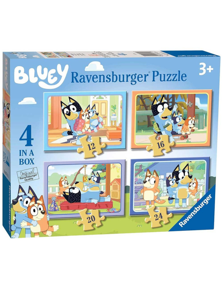 Ravensburger 03111. Puzzle Bluey 4 en 1. 12-16-20-24 piezas