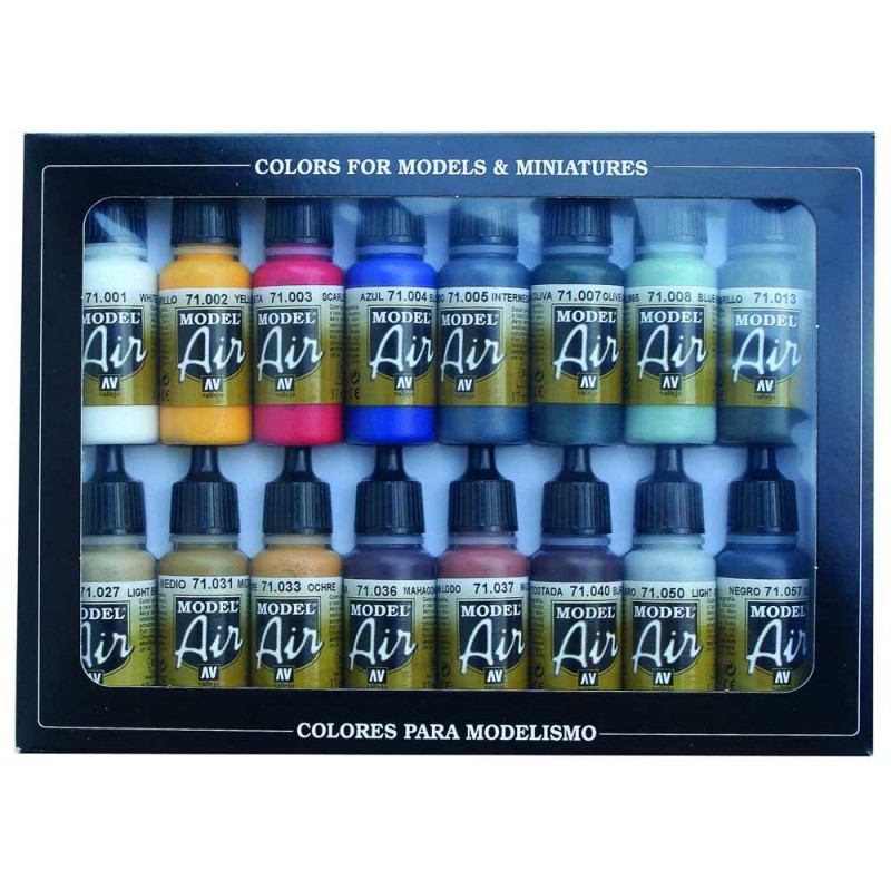 Vallejo 71178. Set Model Air de 16 Colores de 17ml Cada uno. Para Pintar maquetas y miniaturas