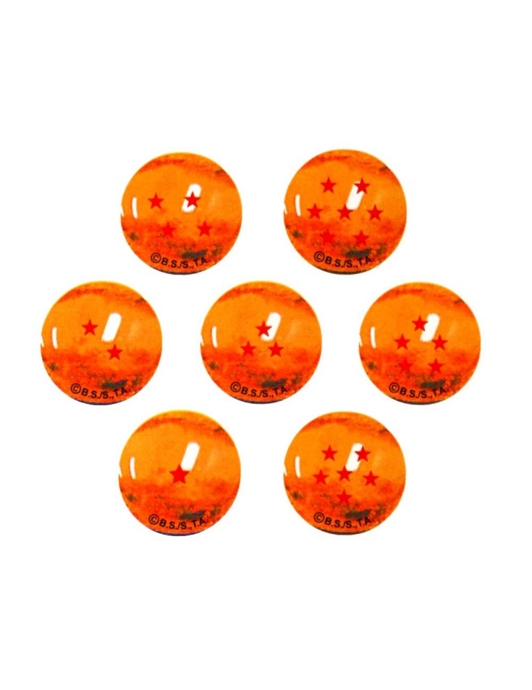Canicas Dragonball Z, 7 bolas de cristal 22mm Rotuladas de 1 a 7 estrellas