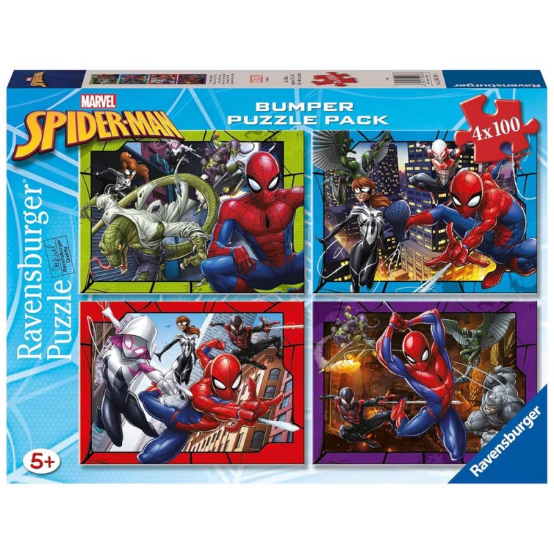 Ravensburger 01076. Puzzle 4x100 Piezas. Spiderman