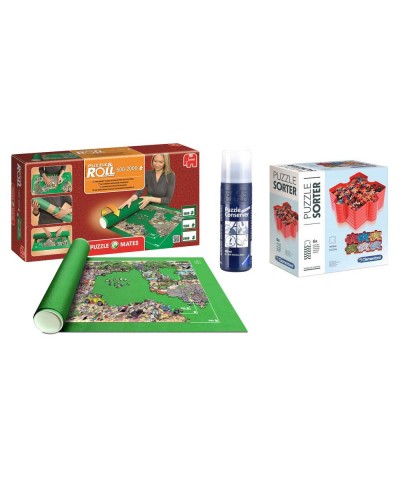 Pack Puzzle Roll 2000. Tapete universal para guardar puzzles + Pegamento + Bandejas portapiezas