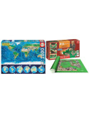 Pack Puzzle Educa 16760. Mapamundi Fisico en Neon (Brilla en la Oscuridad). 1000 Piezas + Tapete Universal Puzzle