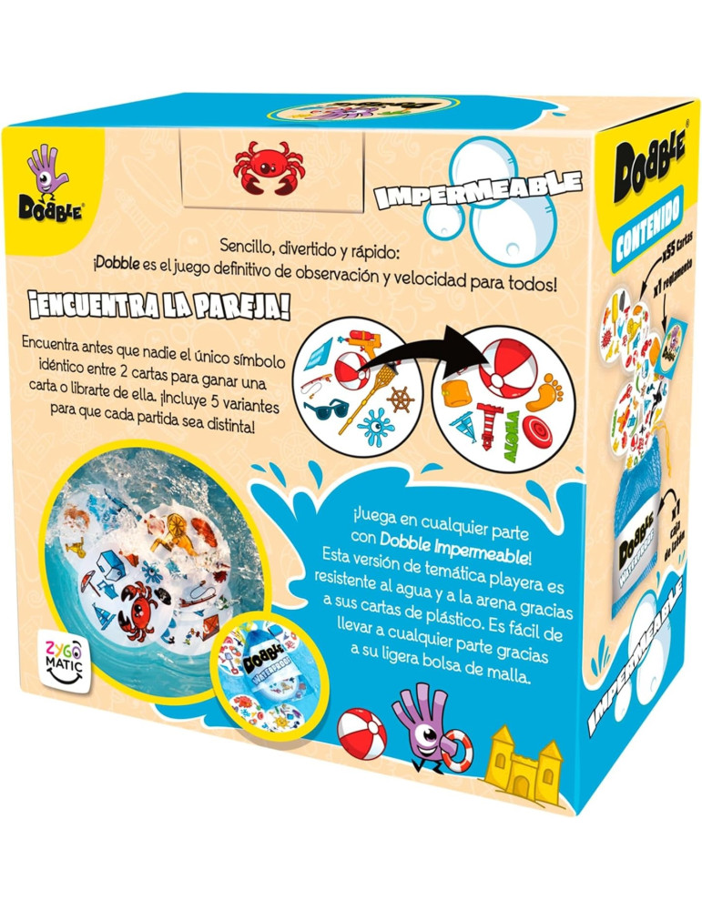 DOBBEAC01ES. Juego de Mesa. Dobble Impermeable. 2-8 jug +6 años