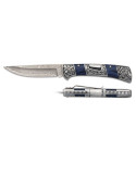 Navaja Albainox 18941. Mango Stamina Azul y Acero. Hoja 10 cm Acero Damasco 67 Capas