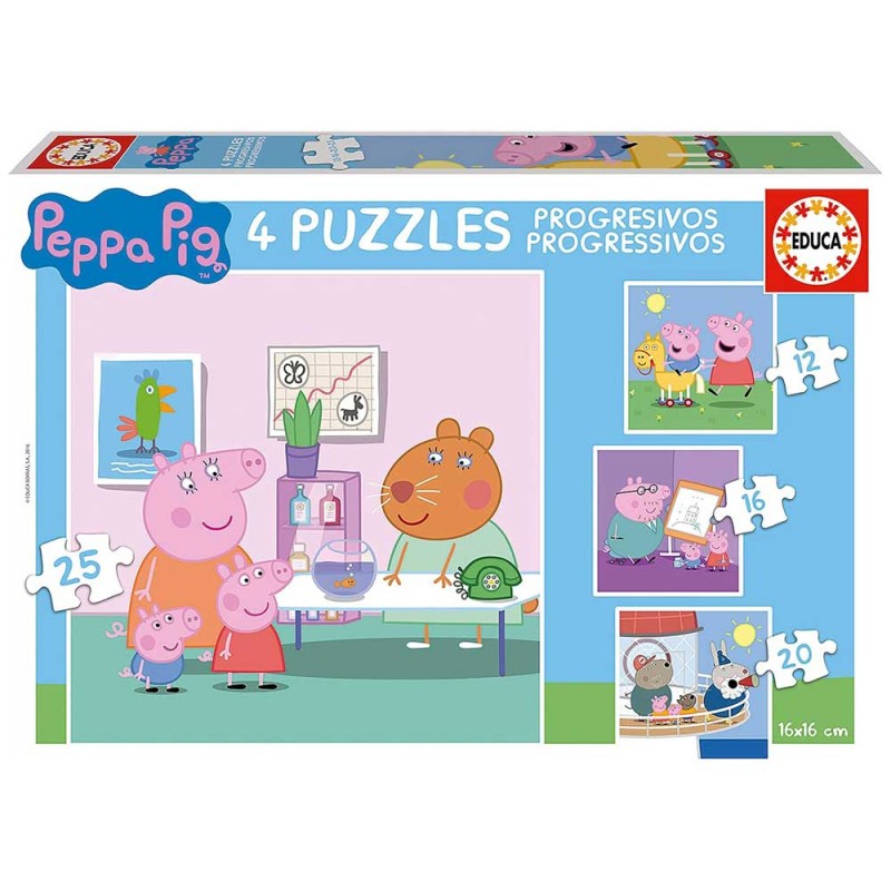 Educa 16817. Puzzles 12-16-20-25 Piezas. Peppa Pig