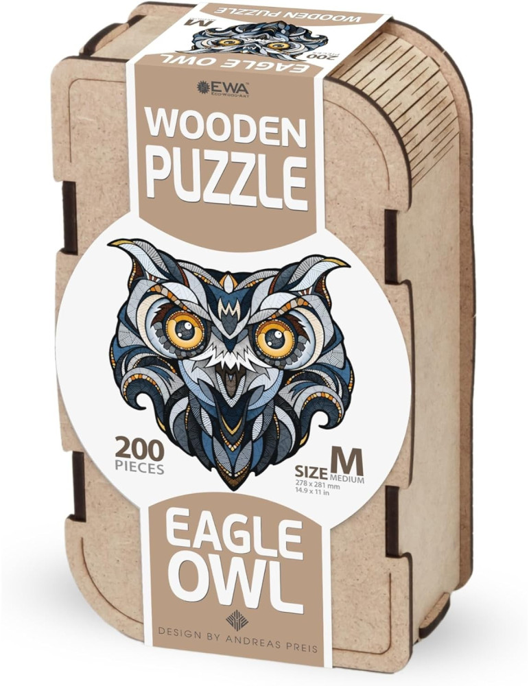 Puzzle Madera Ewa. Buho Real (M). 200 Piezas