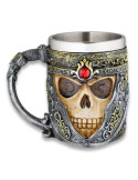 Albainox 39293. Jarra Cerveza Decoracion Calavera Templaria. Fabricada en resina y acero. Tamaño 12cm