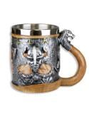 Albainox 39364. Jarra Cerveza Decoracion Valhalla. Fabricada en resina y acero. Tamaño 12cm