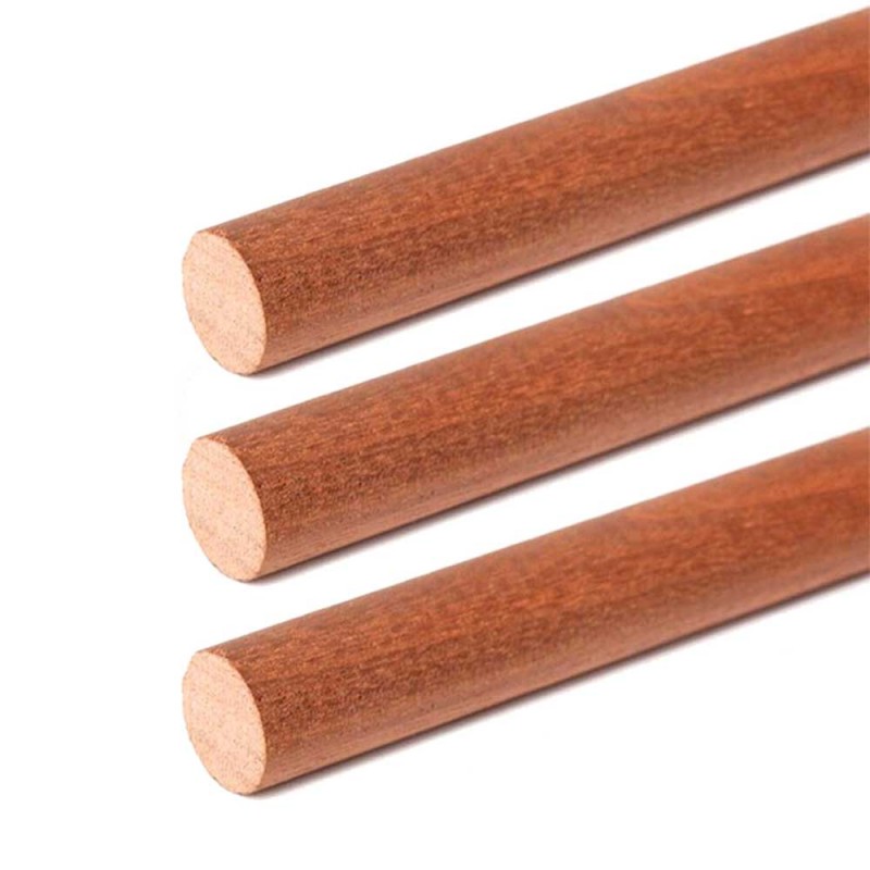 Pack 5 Varillas madera Sapelly diámetro 4mm. 1metro longitud