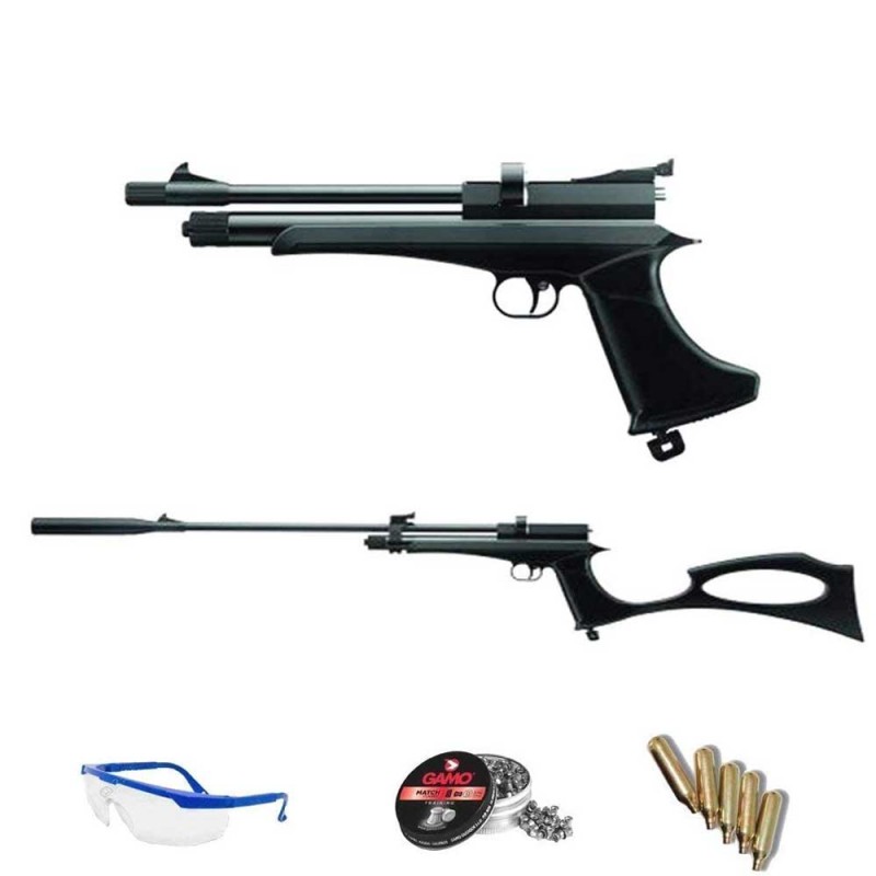 Ares Pack Pistola-Escopeta de Aire comprimido Stinger Arma de CO2 y balines (perdigones de Plomo Cal. 5.5mm)