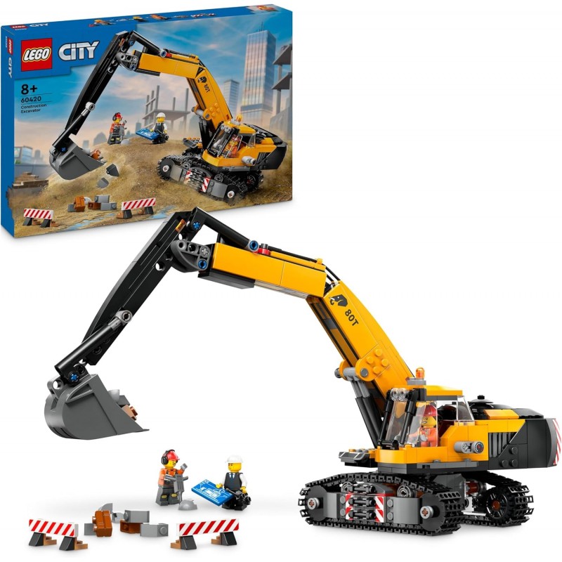 Lego 60420. City. Excavadora de Obra Amarilla. 633 Piezas