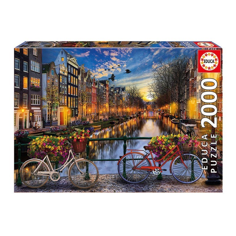 17127 Educa. Puzzle 2000 Piezas Bicicletas y Canal de Ámsterdam