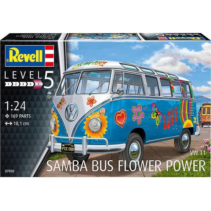 Revell 07050. Volkswagen VW T1 Samba Bus Flower Power. Escala 1/24