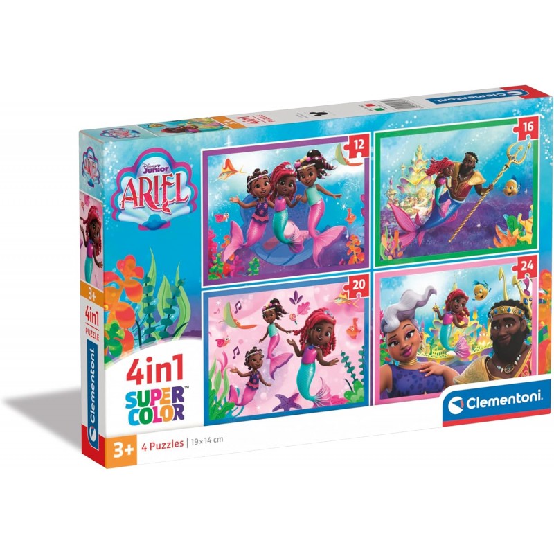 Clementoni 21533. Puzzles Ariel 4 en 1. 12-16-20-24 piezas