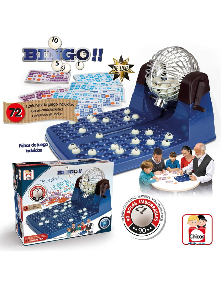 Chicos 20905. Loteria-Bingo Automatico. 90 bolas. Incluye 72 cartones
