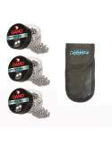 Pack 3 latas de 500 perdigones Gamo 320634. Bolas BB'S Acero, 4,5mm + Funda portabalines. 3-4834/23054