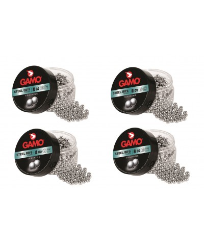 Gamo 6320634. Pack 4 latas de 500 perdigones. Bolas BB'S acero, 4,5mm.