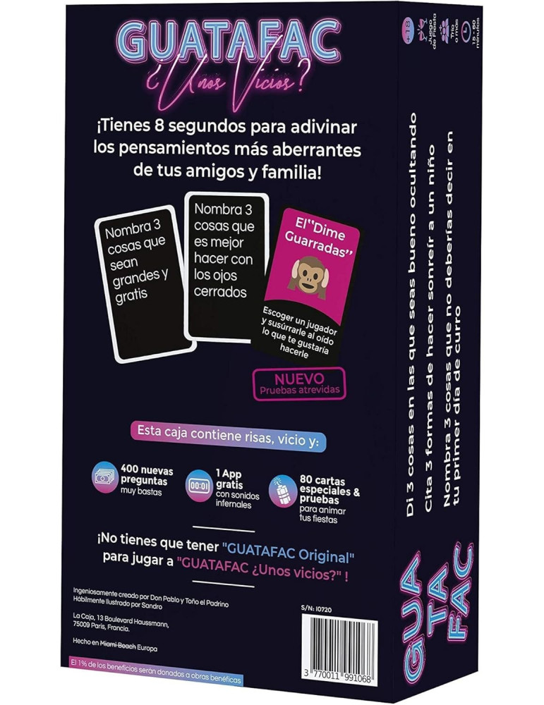 LCGF02ES. Juego de Mesa. Guatafac ¿Unos vicios?. 3 o + jug. +16 años