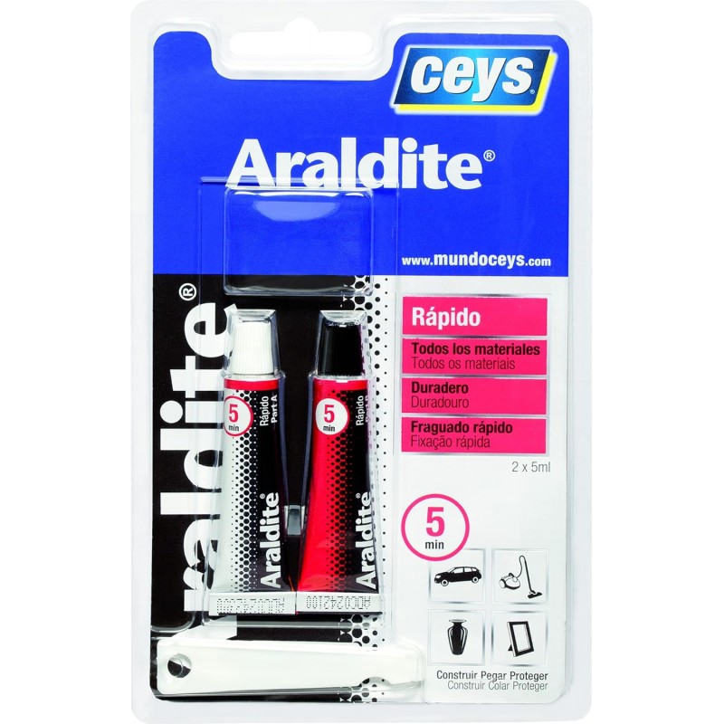 Ceys Araldit Rápido 5 minutos. Adhesivo Epoxy 2 componentes. 5+5ml