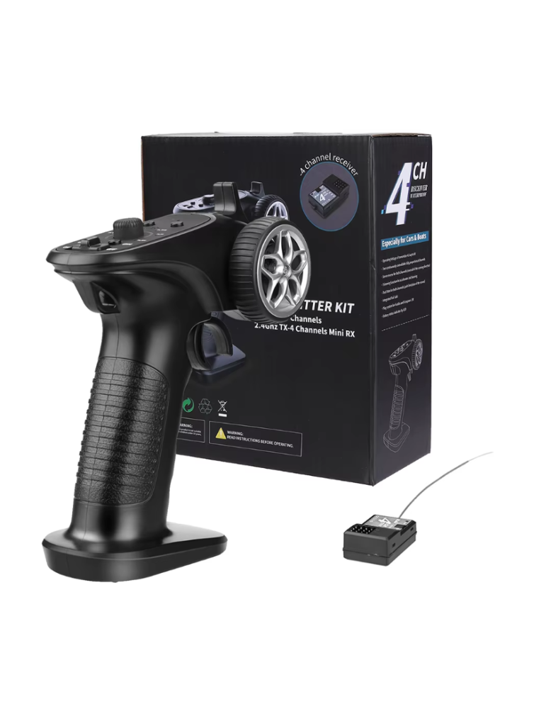 Emisora Radiocontrol TX4 . 4 Canales. 2,4Ghz. con Receptor y Cristales