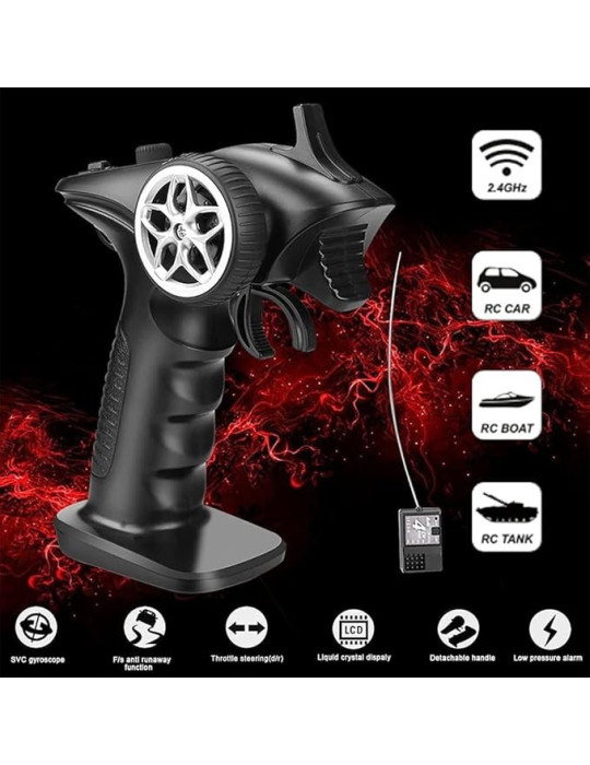 Emisora Radiocontrol TX4 . 4 Canales. 2,4Ghz. con Receptor y Cristales