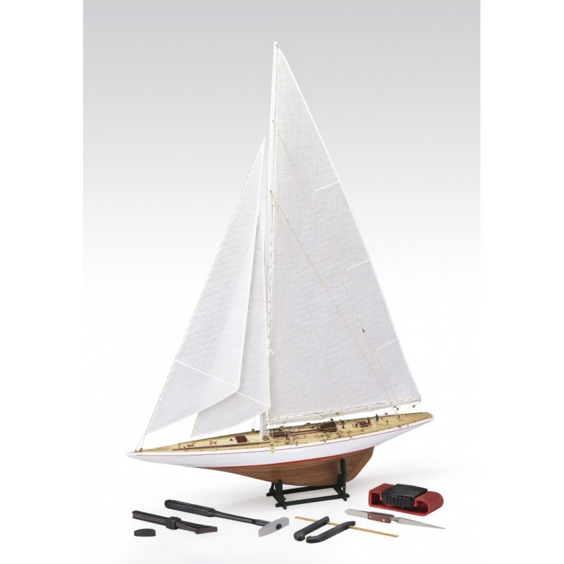 Amati 1700/11 Rainbow, 1934 Defender, modelo Boat Kit, con herramientas, escala 1/80