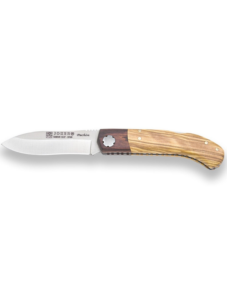 Joker NO98. Navaja Pachón con Virola Palisandro y Cachas de Olivo. Hoja 8cm