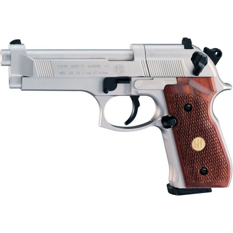 Umarex U4190003. Pistola Beretta Mod. 92FS Nickel Madera. Calibre 4,5mm. Full Metal