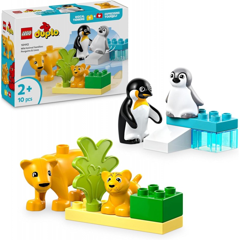 Lego 10442 Duplo. Familias de la Fauna Salvaje: Pingüinos y Leones. 10 piezas