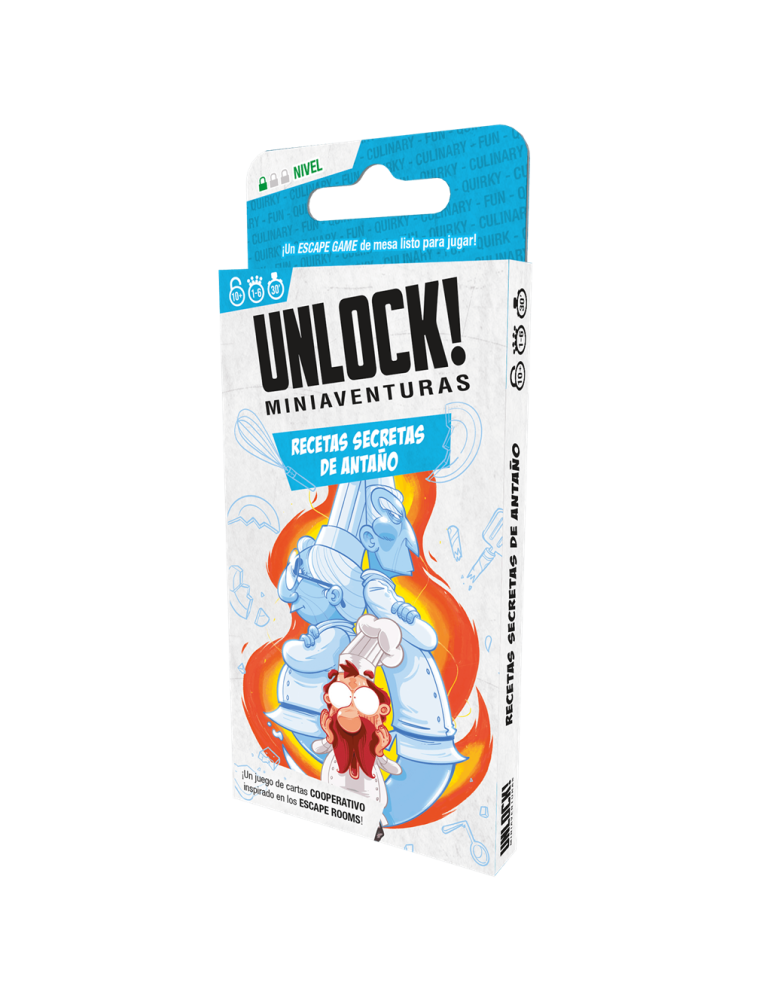 Asmodee SCUNLSH01ES Juego Unlock! Miniaventuras Recetas secretas de antaño. 1-6 jug. +10 años