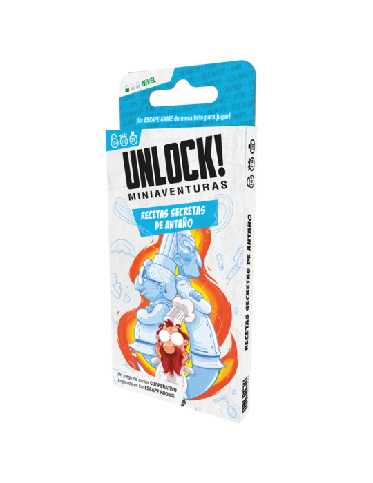 Asmodee SCUNLSH01ES Juego Unlock! Miniaventuras Recetas secretas de antaño. 1-6 jug. +10 años