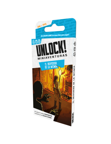 Asmodee SCUNLSH02ES Juego Unlock! Miniaventuras El despertar de la Momia. 1-6 jug. +10 años