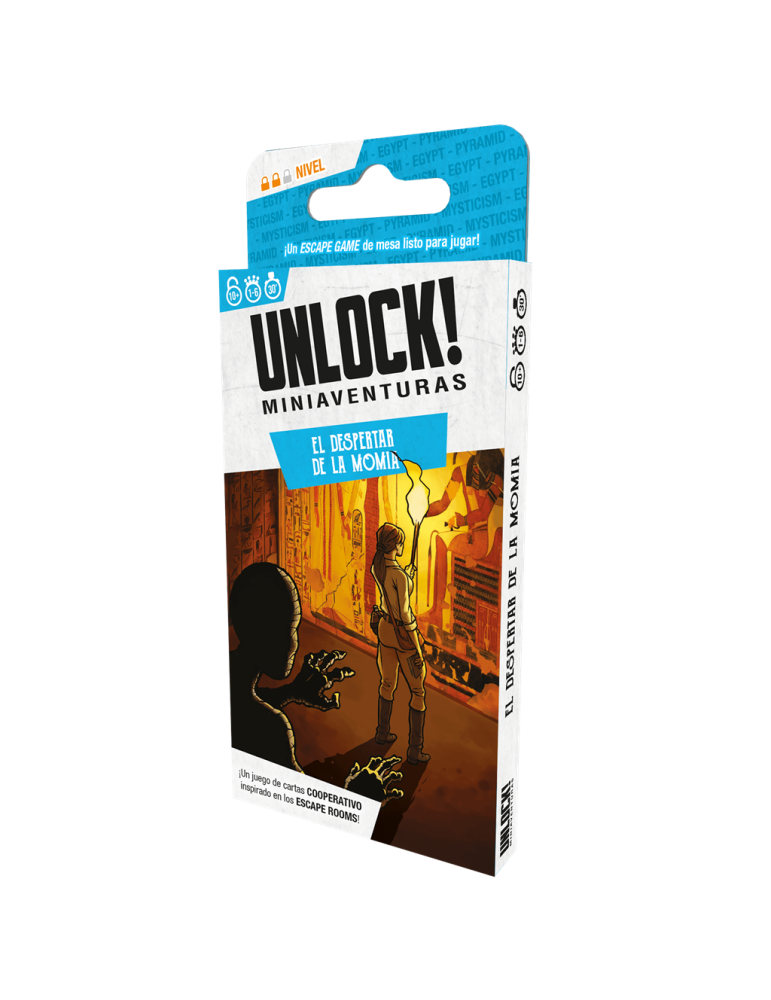 Asmodee SCUNLSH02ES Juego Unlock! Miniaventuras El despertar de la Momia. 1-6 jug. +10 años