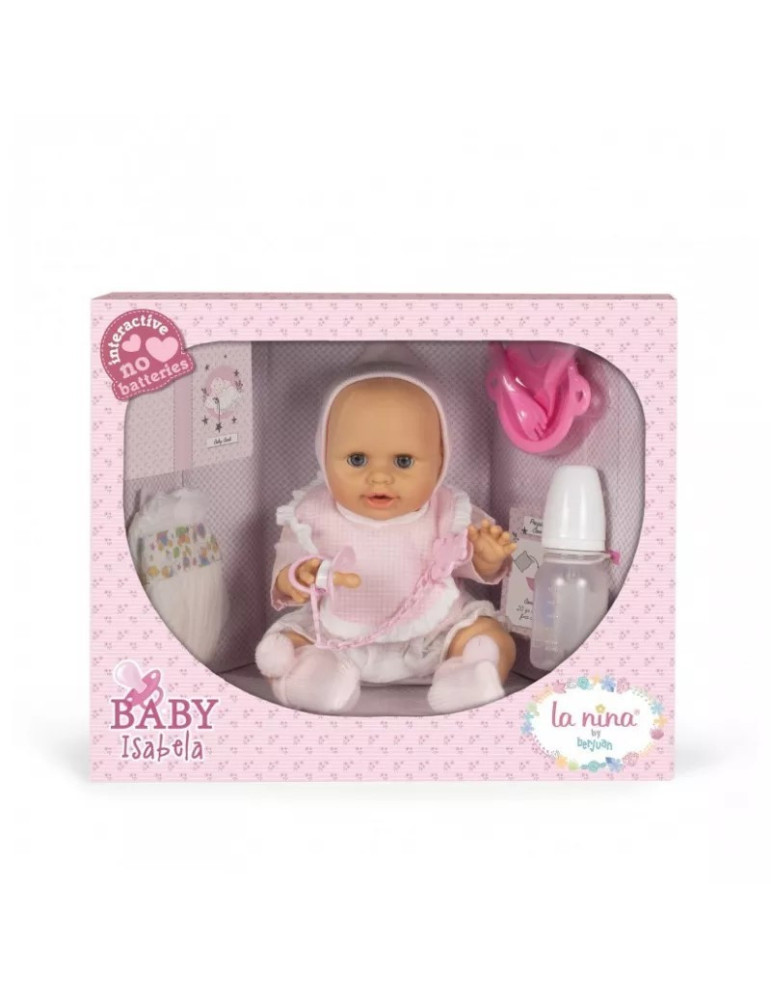 La Nina 65153. Muñeca baby Isabella interactiva con gorro de 38cm