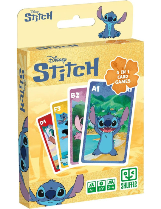 Shuffle 10049718. Juego de cartas Stitch 4 en 1. 2-4jug. +4 años