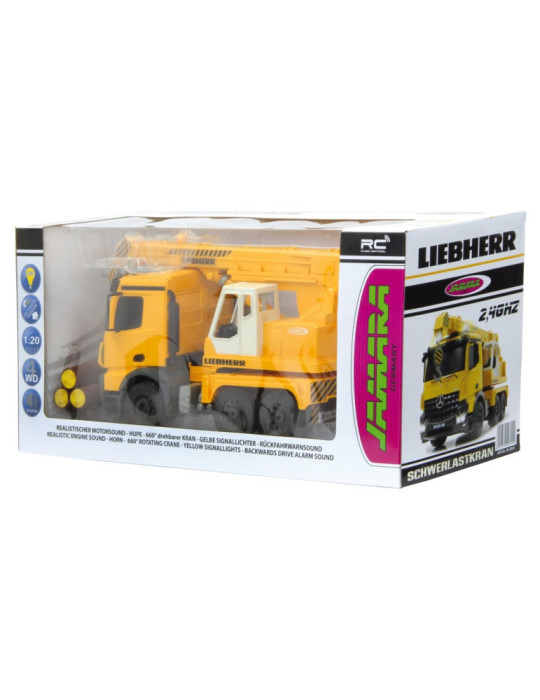 Jamara 405034. Grúa pesada Mercedes-Benz Arocs Liebherr de Escala 1:20. Emisora de 2,4GHz