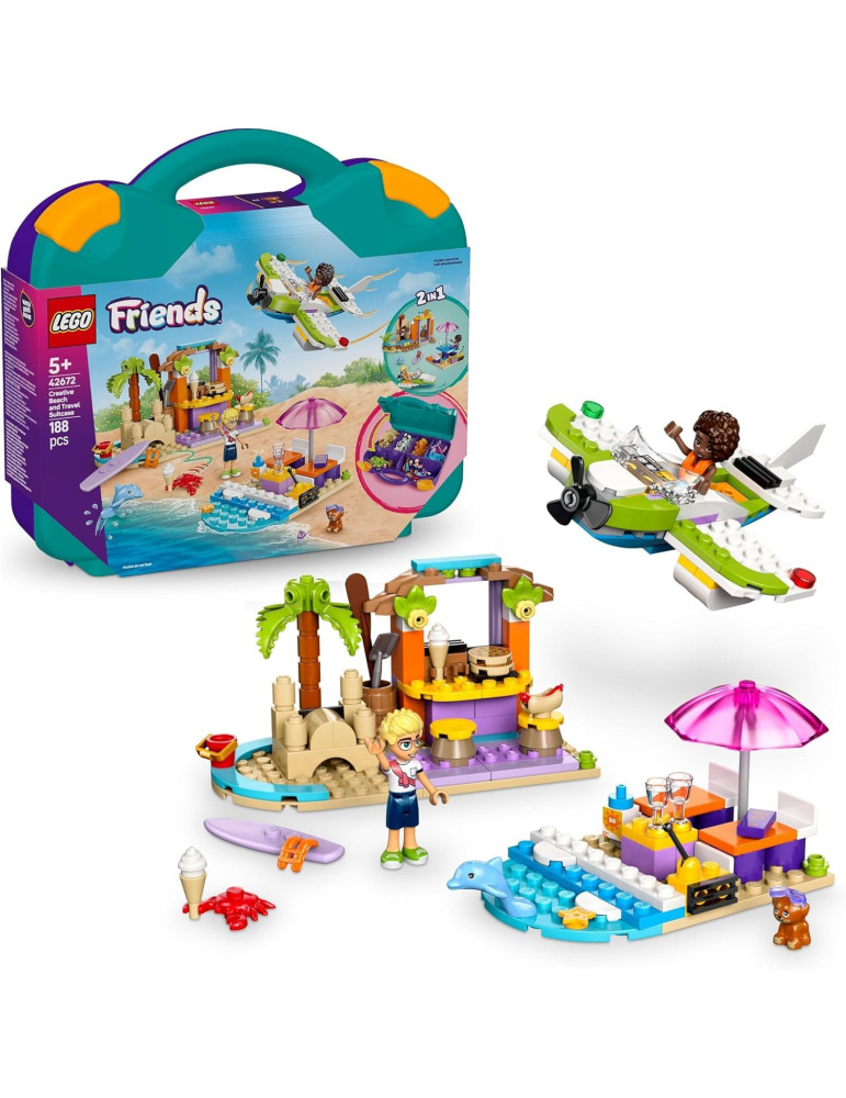 Lego 42672 Friends. Playa Creativa y Maleta de Viaje. Más de 5 años. 188 piezas