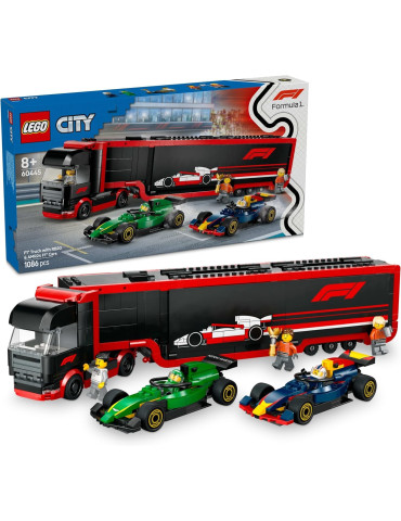 Lego 60445 City. Camión de F1® con Coches de F1® RB20 y AMR24. Más de 8 años. 1086 piezas