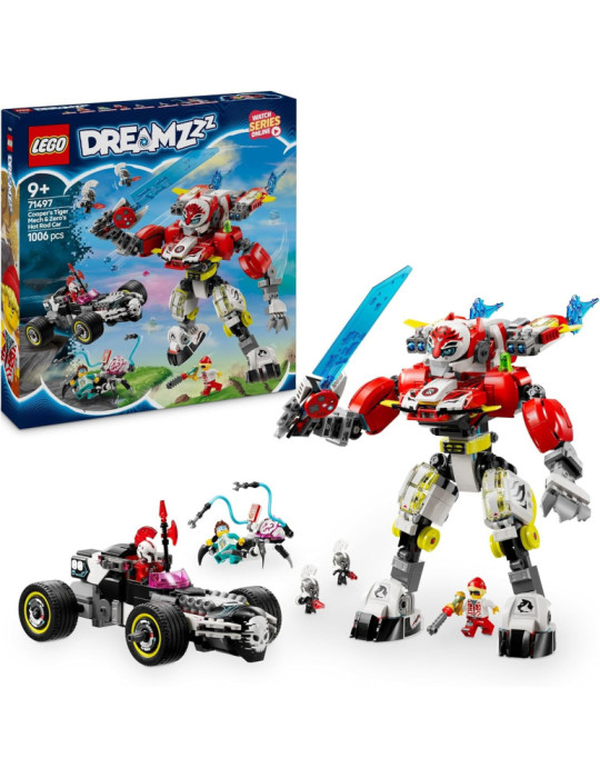 Lego 71497 DreamZzz. Meca Tigre de Cooper y Bólido de Zero. +9 años. 1006 Piezas