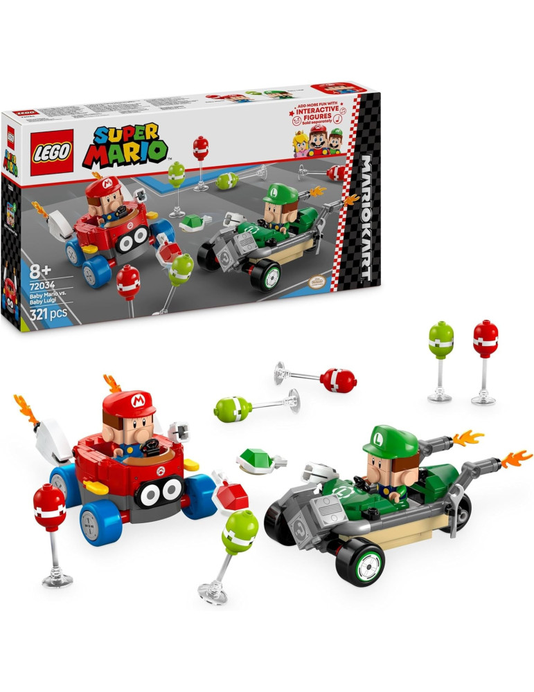 Lego 72034 Super Mario. Mario Kart: Bebé Mario vs. Bebé Luigi. +8 años. 321 Piezas