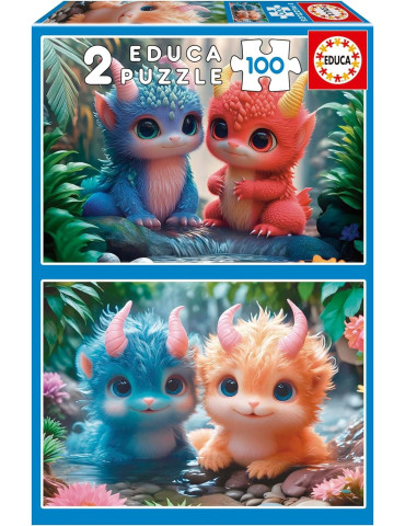 Educa 20224. Puzzle 2x100 Piezas Monstruos Adorables. 40x28cm