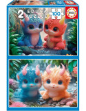 Educa 20224. Puzzle 2x100 Piezas Monstruos Adorables. 40x28cm