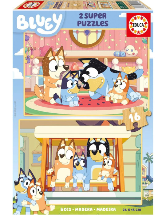 Educa 20347. Puzzle 2x16 Piezas Bluey. 26x18cm